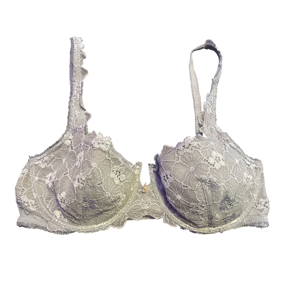 Victoria's Secret Light Blue Floral Lace Lightly Lined Balconette Bra 36D